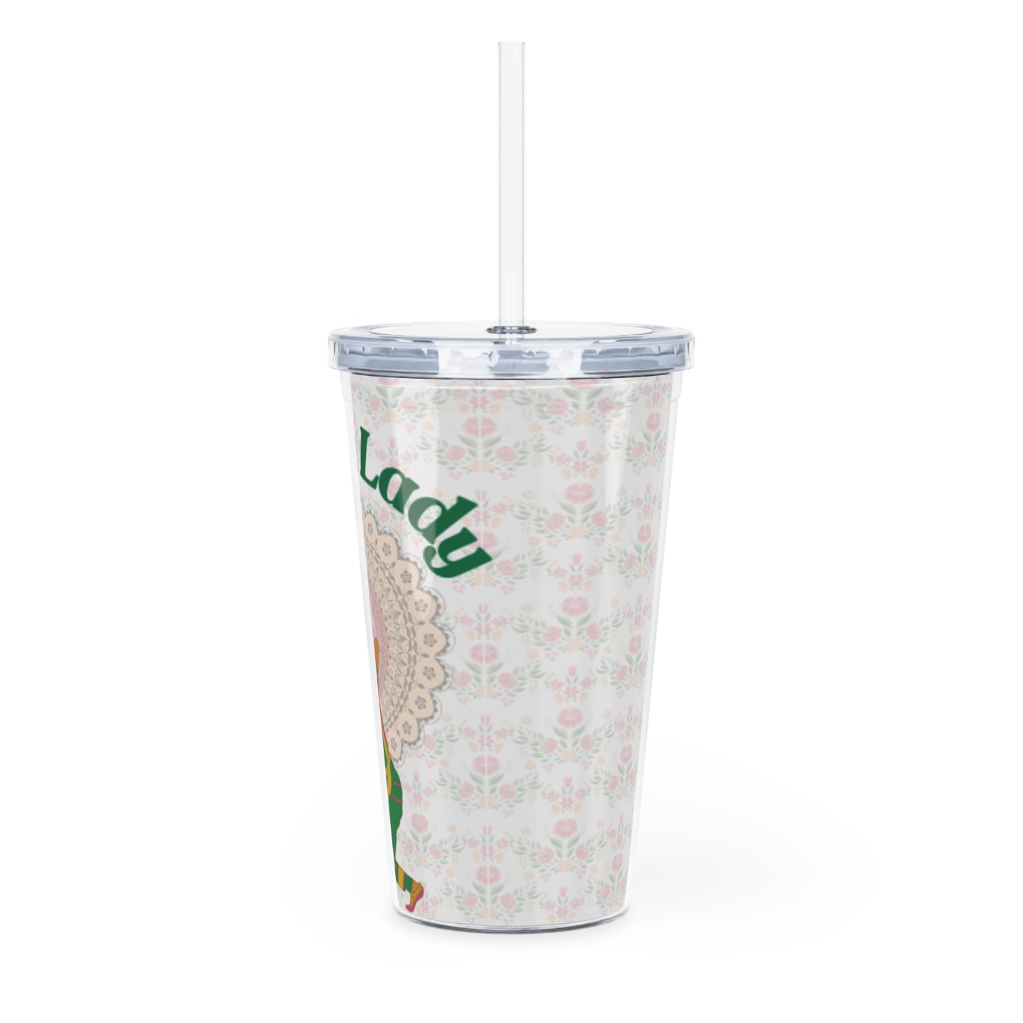 nritya Lady Pink Plastic Tumbler with Straw