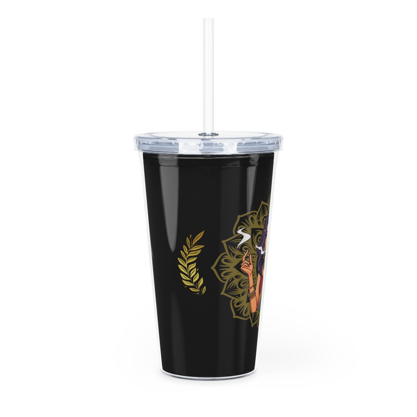 Smoke Saree Plastic Tumbler with Straw