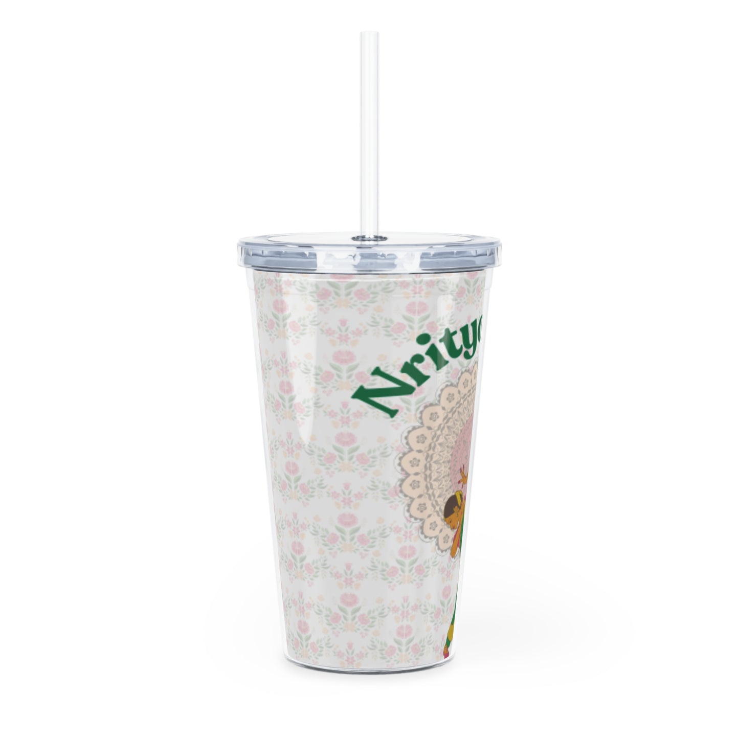 nritya Lady Pink Plastic Tumbler with Straw